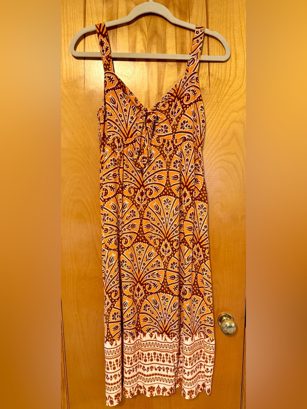 Knox Rose Orange and Brown Printed Midi Dress
